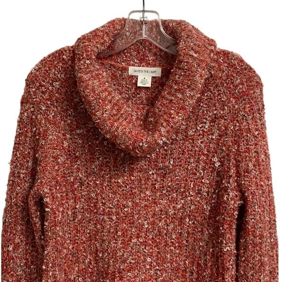 Skye's The Limit Women's Open Knit Cowl Neck Sweater Size S Marled Red Boho - Picture 2 of 14